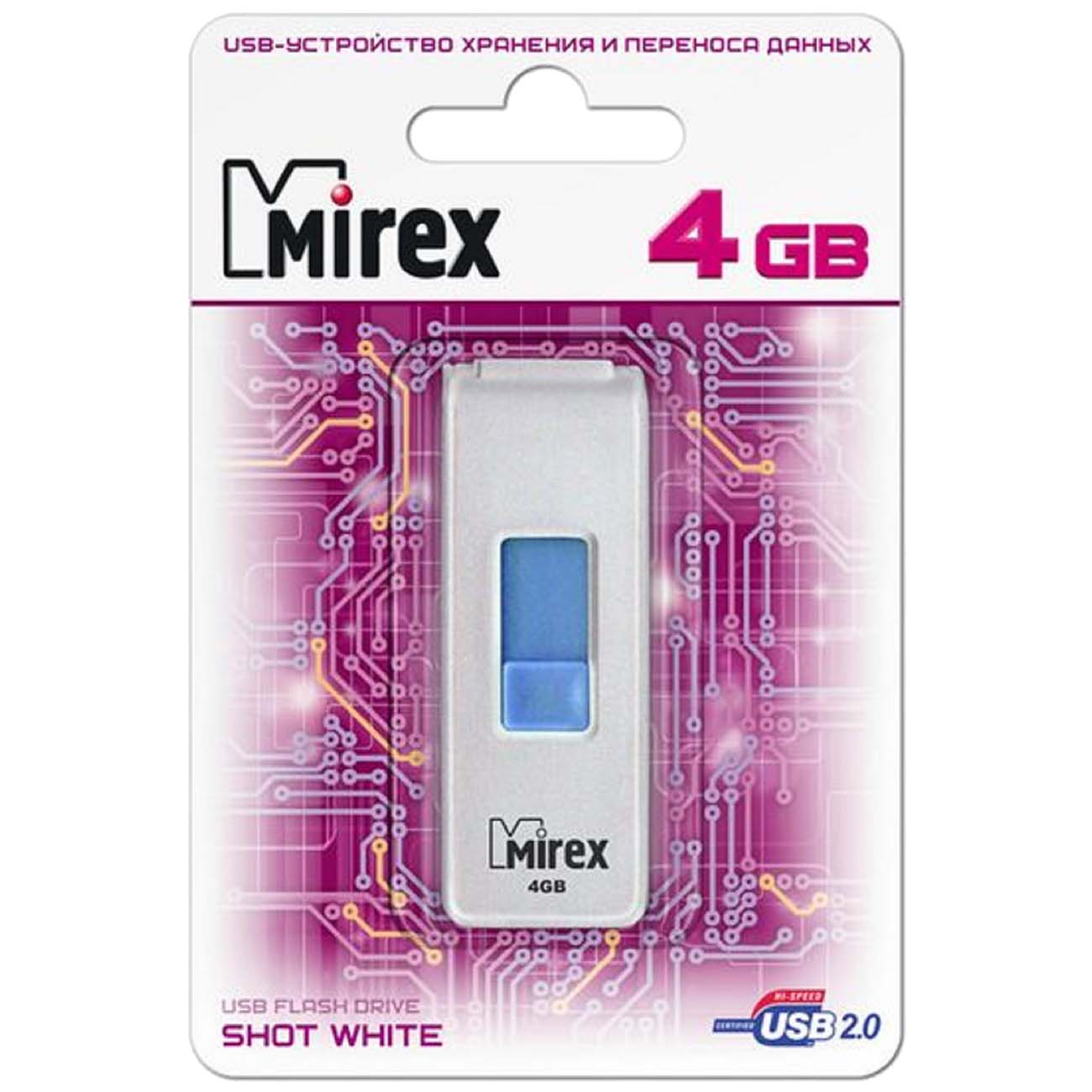 Флеш-диск Mirex 4GB Shot White (13600-FMUWST04)