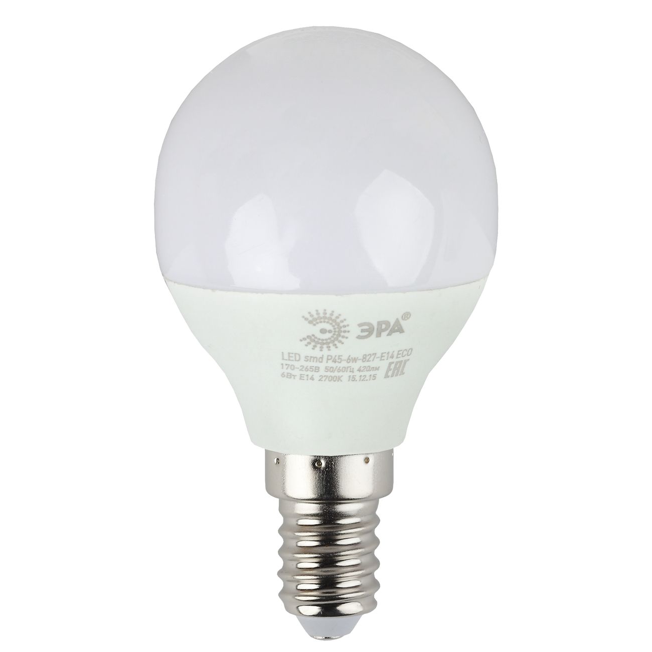 Лампа LED ЭРА ECO LED P45-6W-827-E14 фото