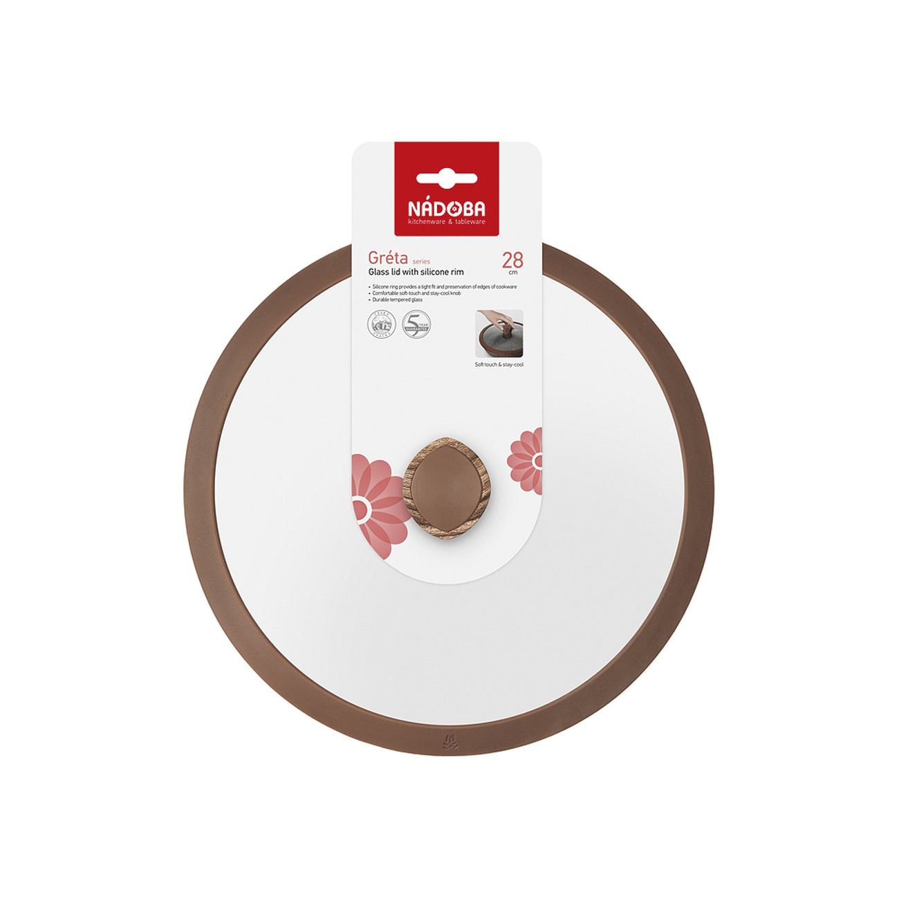 Крышка Nadoba Greta 28см, стекло, силиконовый обод (751311)