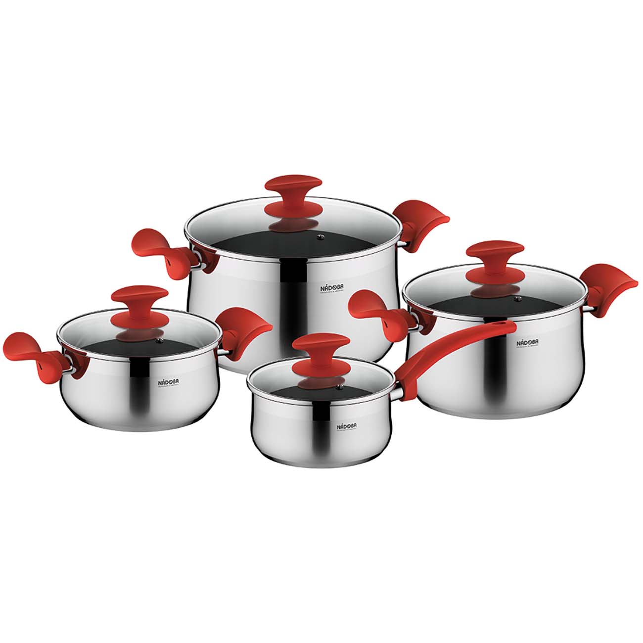 Набор кастрюль (нержавейка) Nadoba Karla с крышками, 8 предметов (727519)