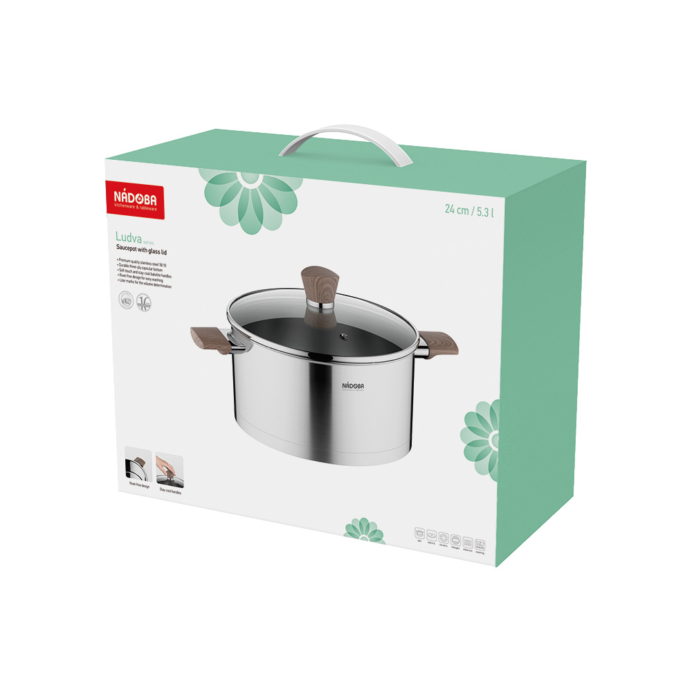 Кастрюля Nadoba Ludva 24см/5,3л, с крышкой (727011)