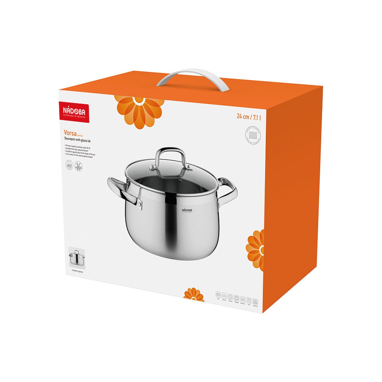 Кастрюля Nadoba Vorsa 20см/4,2л, с крышкой (727112)