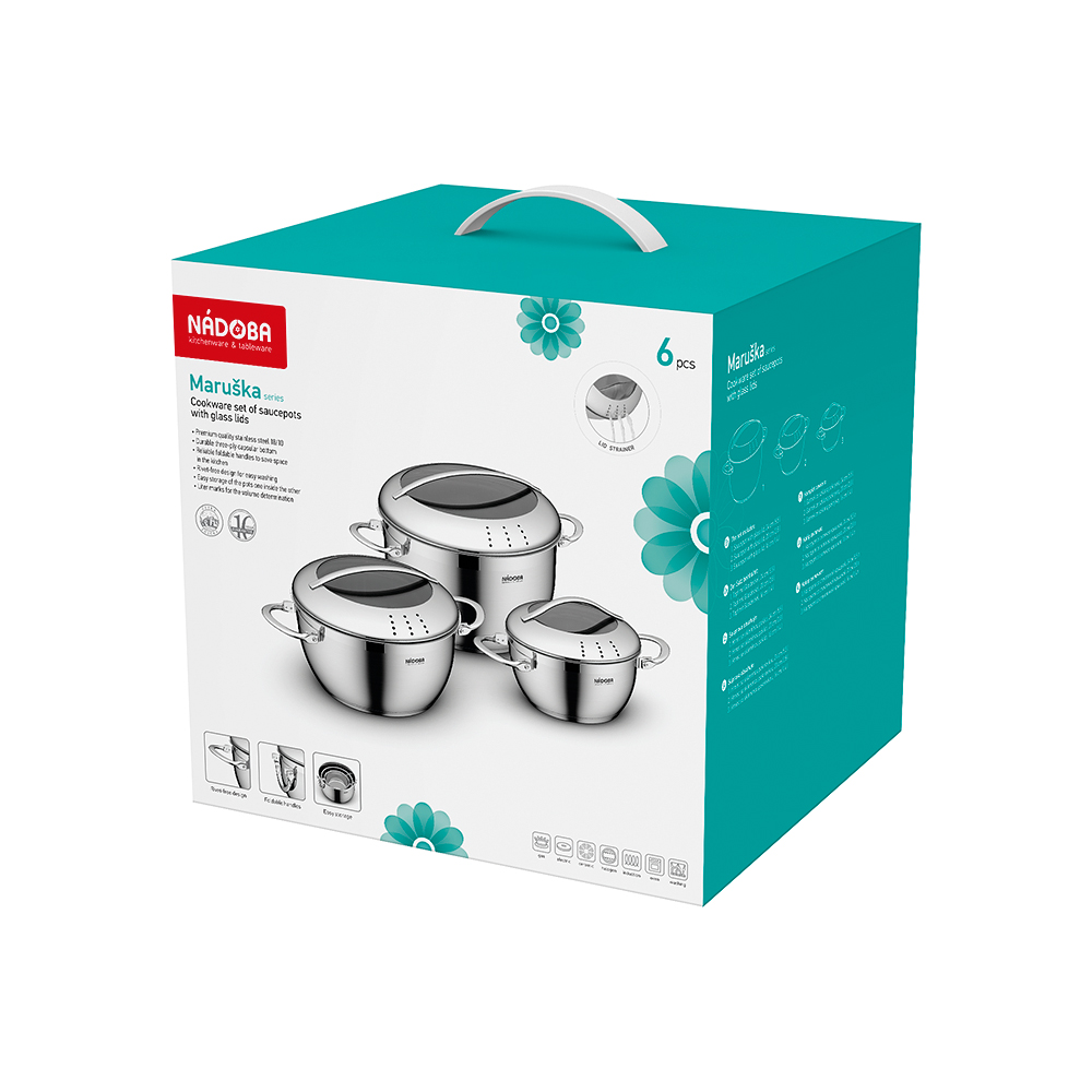 Набор кастрюль Nadoba Maruska с крышками, 6 предметов (726618)