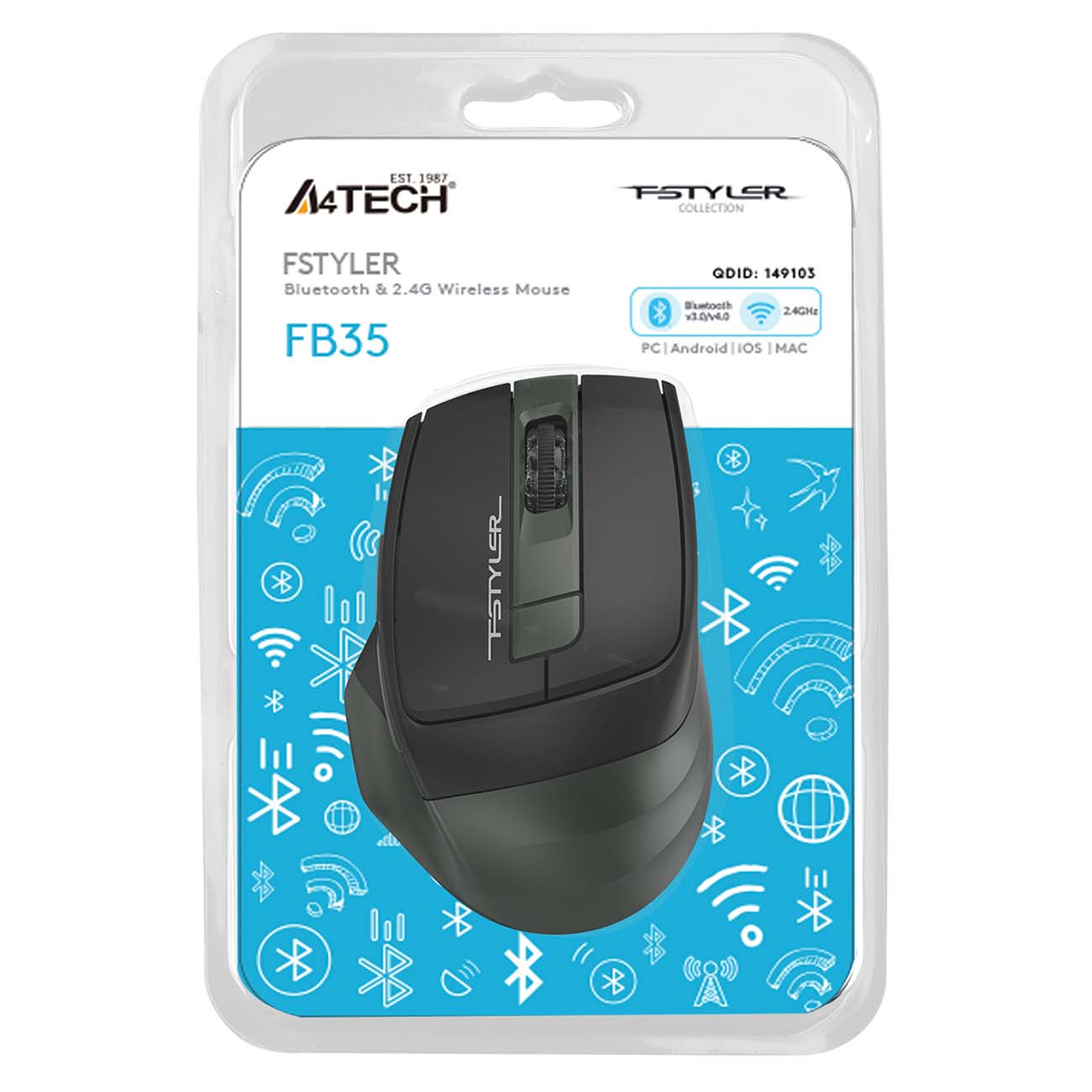 Мышь беспроводная A4Tech Fstyler FB35 Midсалатовый