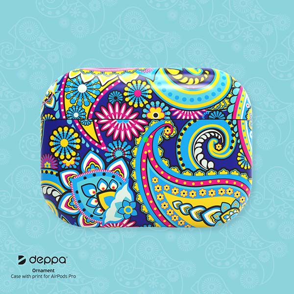 Чехол для AirPods Pro Deppa Ornament голубой (47310)