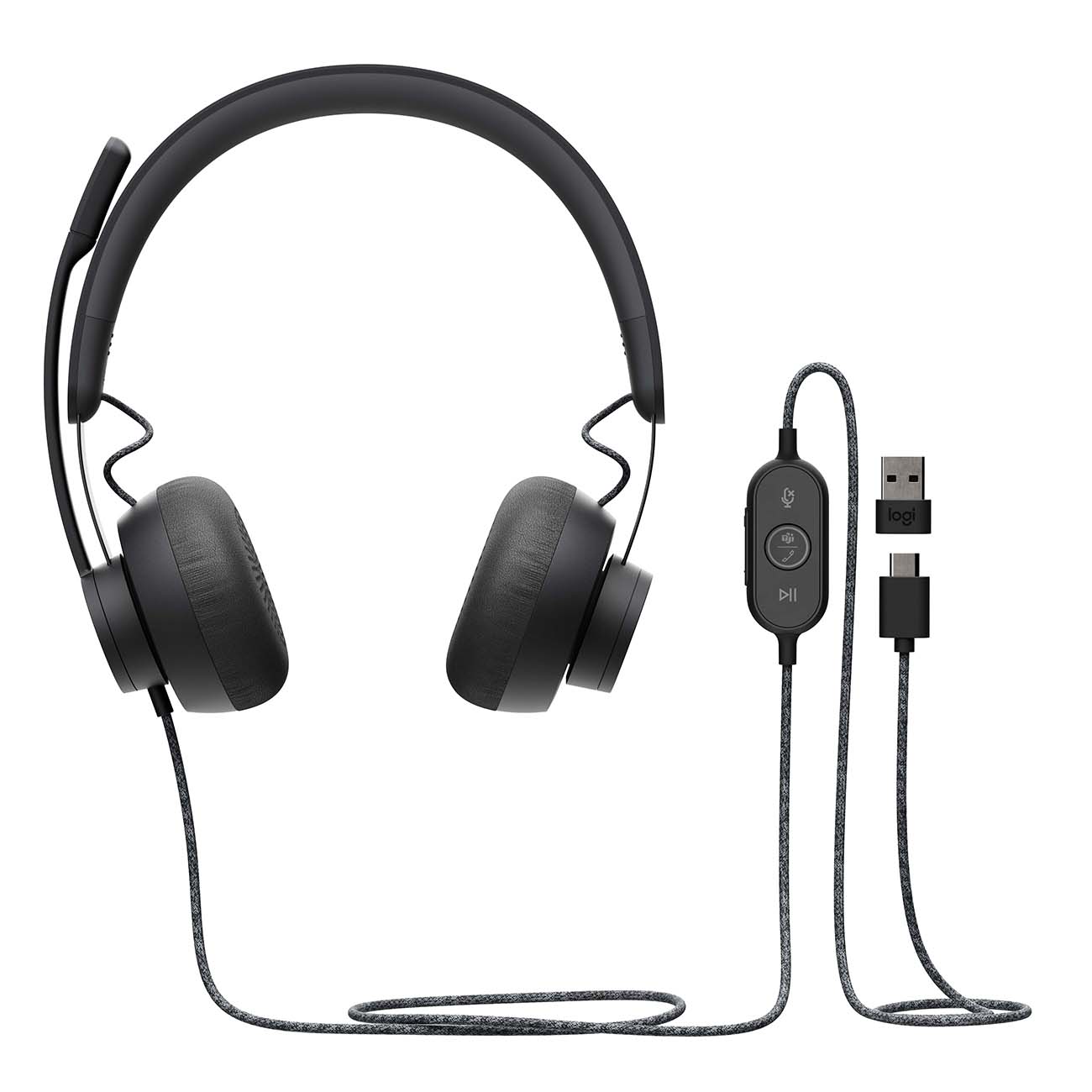 Компьютерная гарнитура Logitech Zone Wired Teams Graphite 981-000870