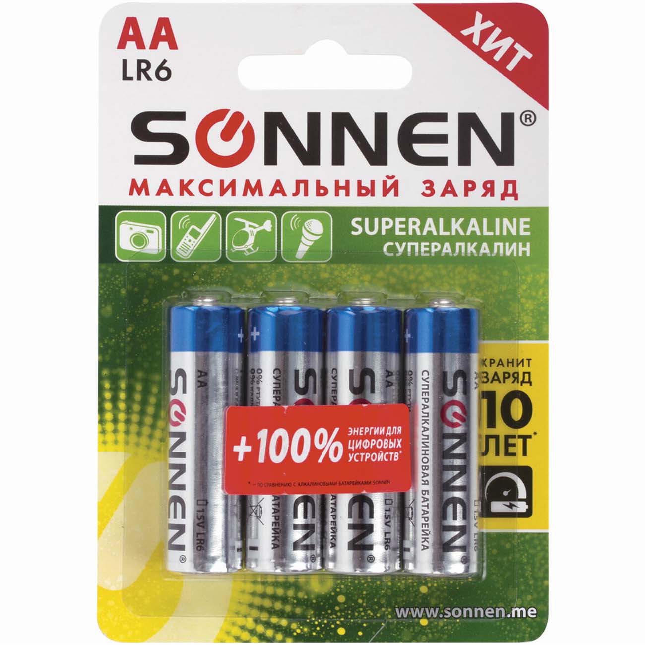 Батарея Sonnen АА(LR6,15А) 4шт (451094)