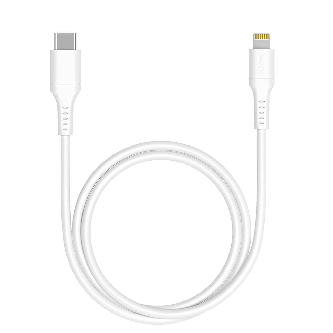 Кабель Deppa USB-C - Lightning 1,2м MFI белый (72231)