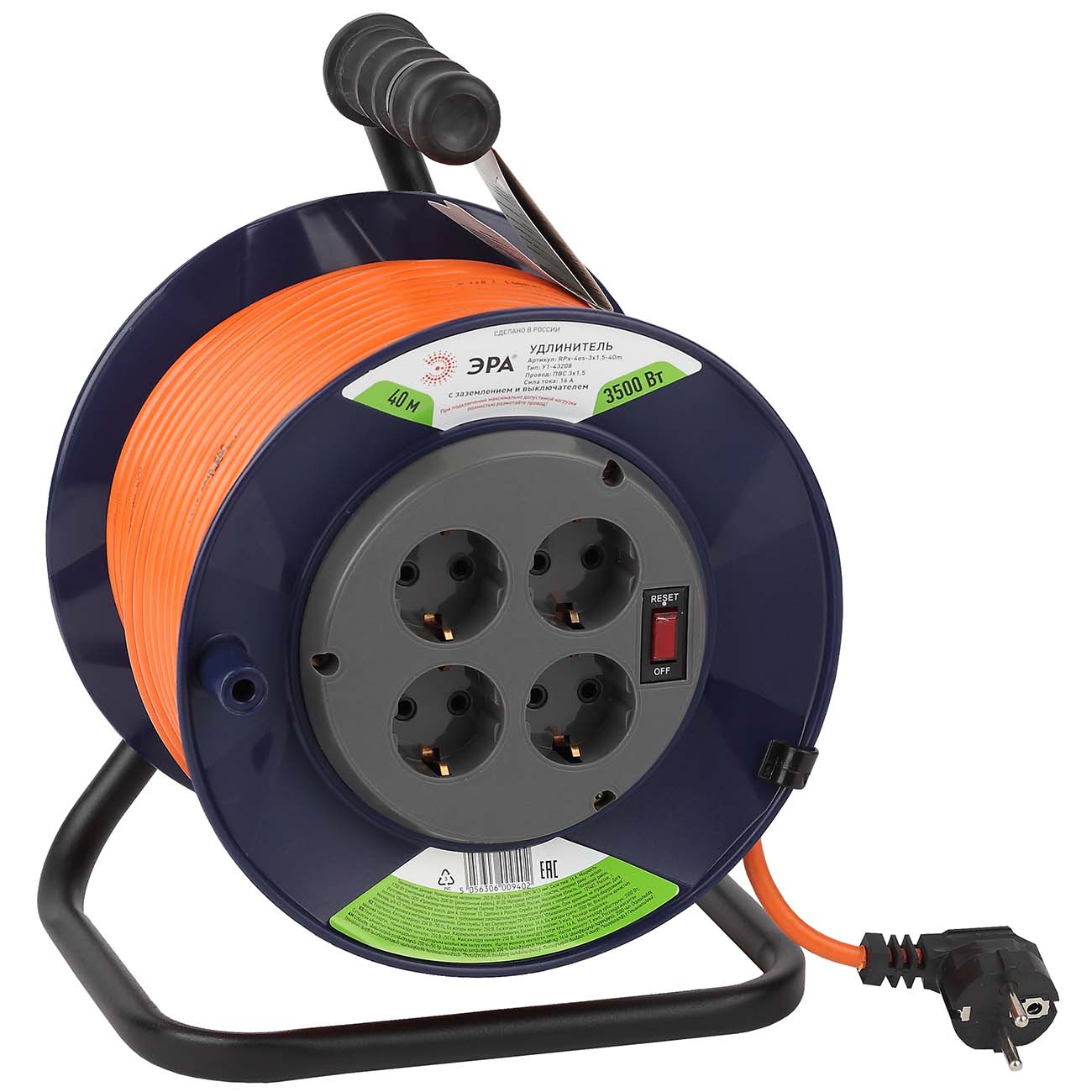 Удлинитель ЭРА RPx-4es-3x1,5-40m