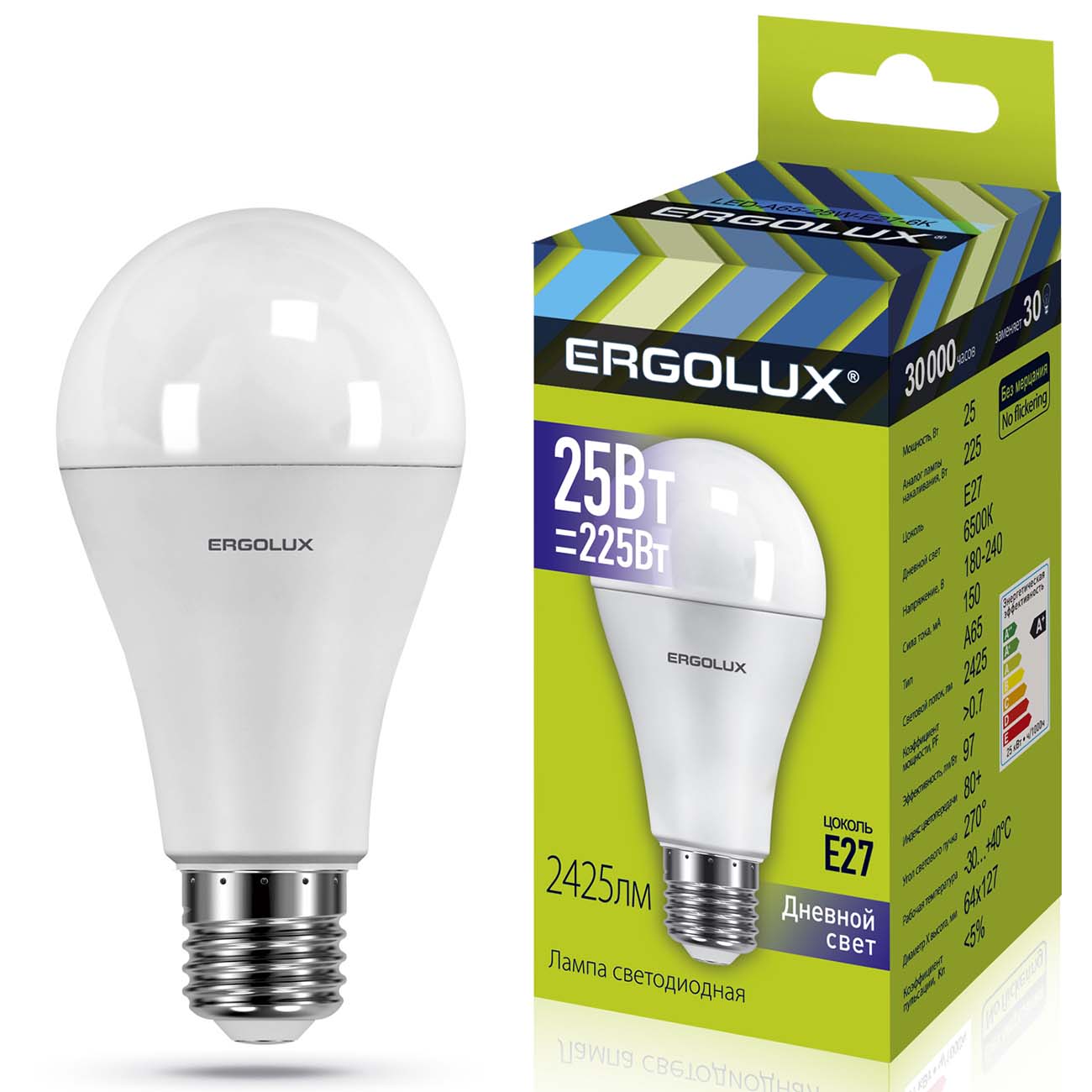 Лампа LED Ergolux LED-A65-25W-E27-6K фото