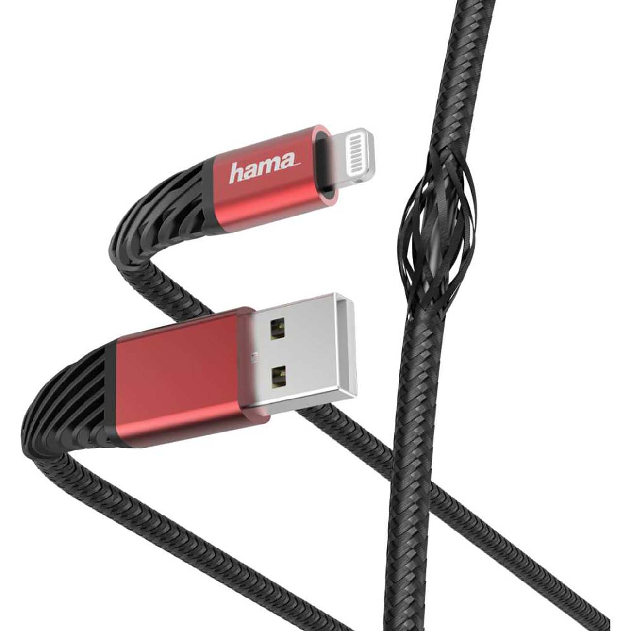 Кабель Hama 1,5 м Lightning USB 2.0 Black/Red (00187217) фото