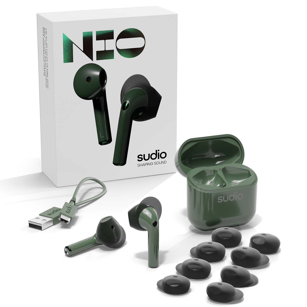 Наушники True Wireless Sudio Nio зеленый