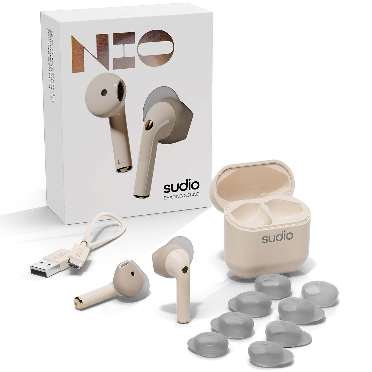 Наушники True Wireless Sudio Nio песок