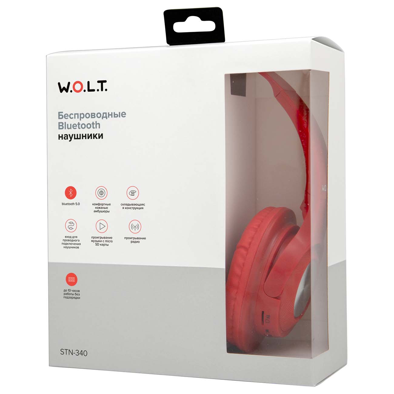 Наушники накладные Bluetooth W.O.L.T. STN-340 красный