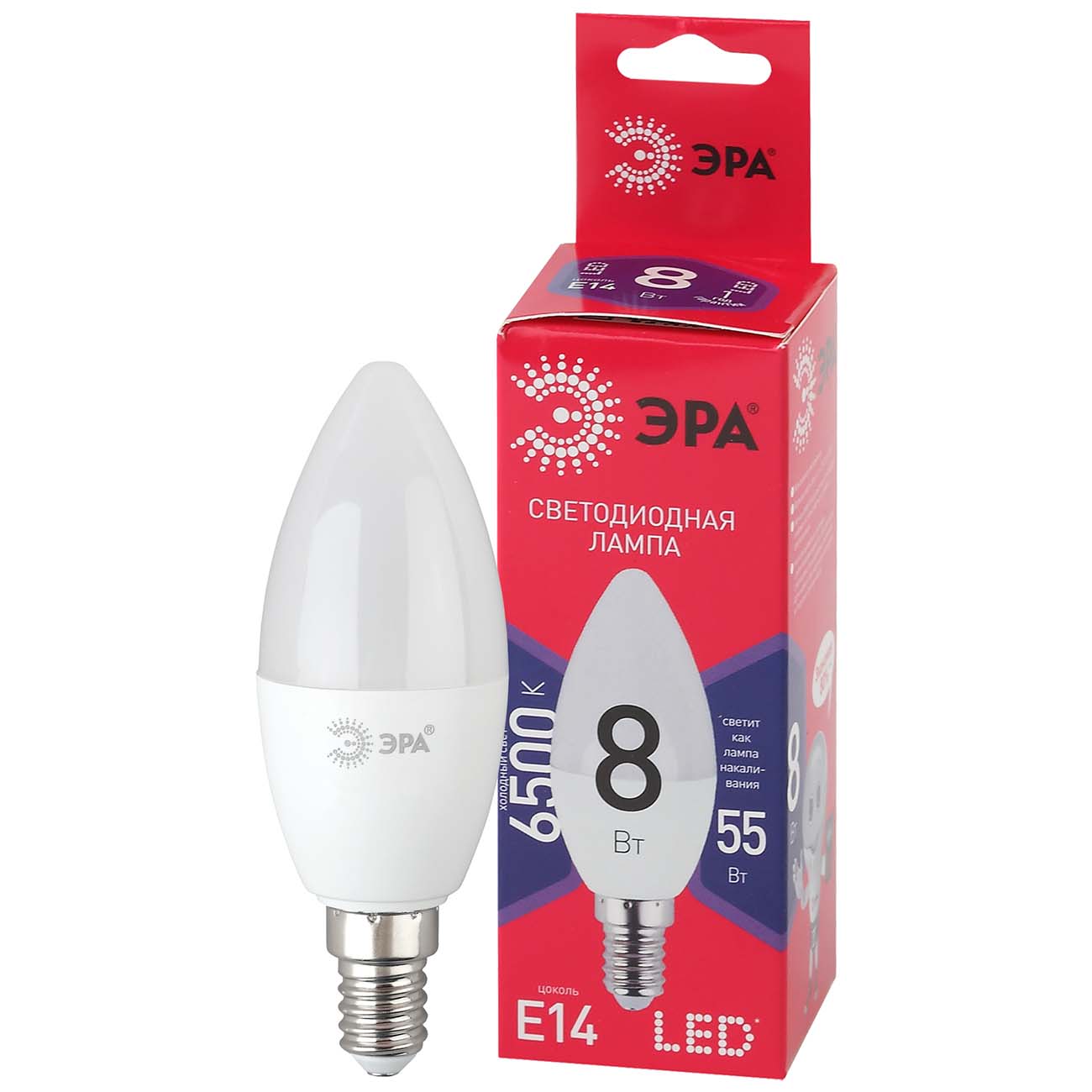 Лампа ЭРА LED B35-8W-865-E14 R фото