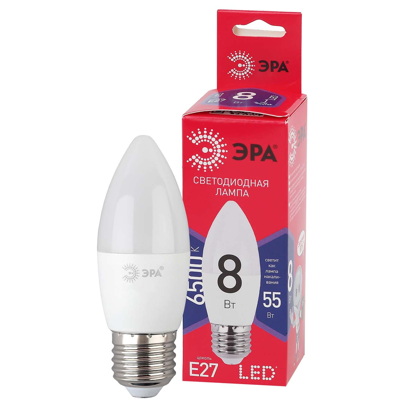 Лампа ЭРА LED B35-8W-865-E27 R