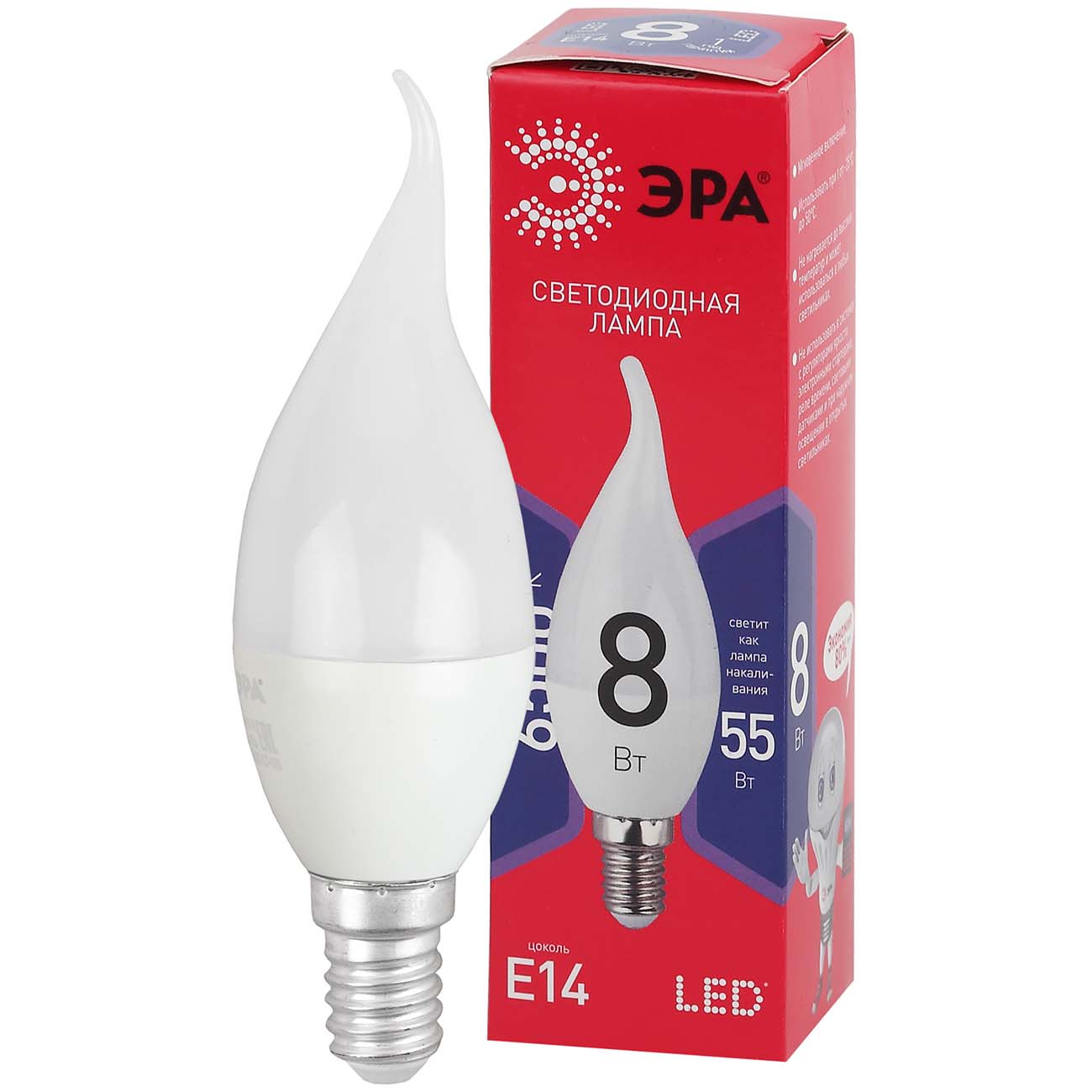 Лампа ЭРА LED BXS-8W-865-E14 R фото
