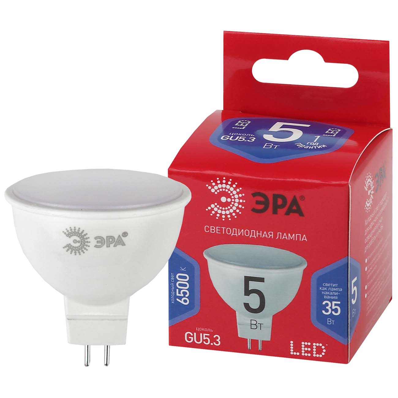 Лампа ЭРА LED MR16-5W-865-GU5.3 R фото