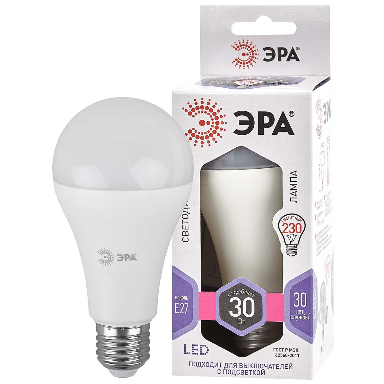 Лампа ЭРА LED A65-30W-860-E27 фото
