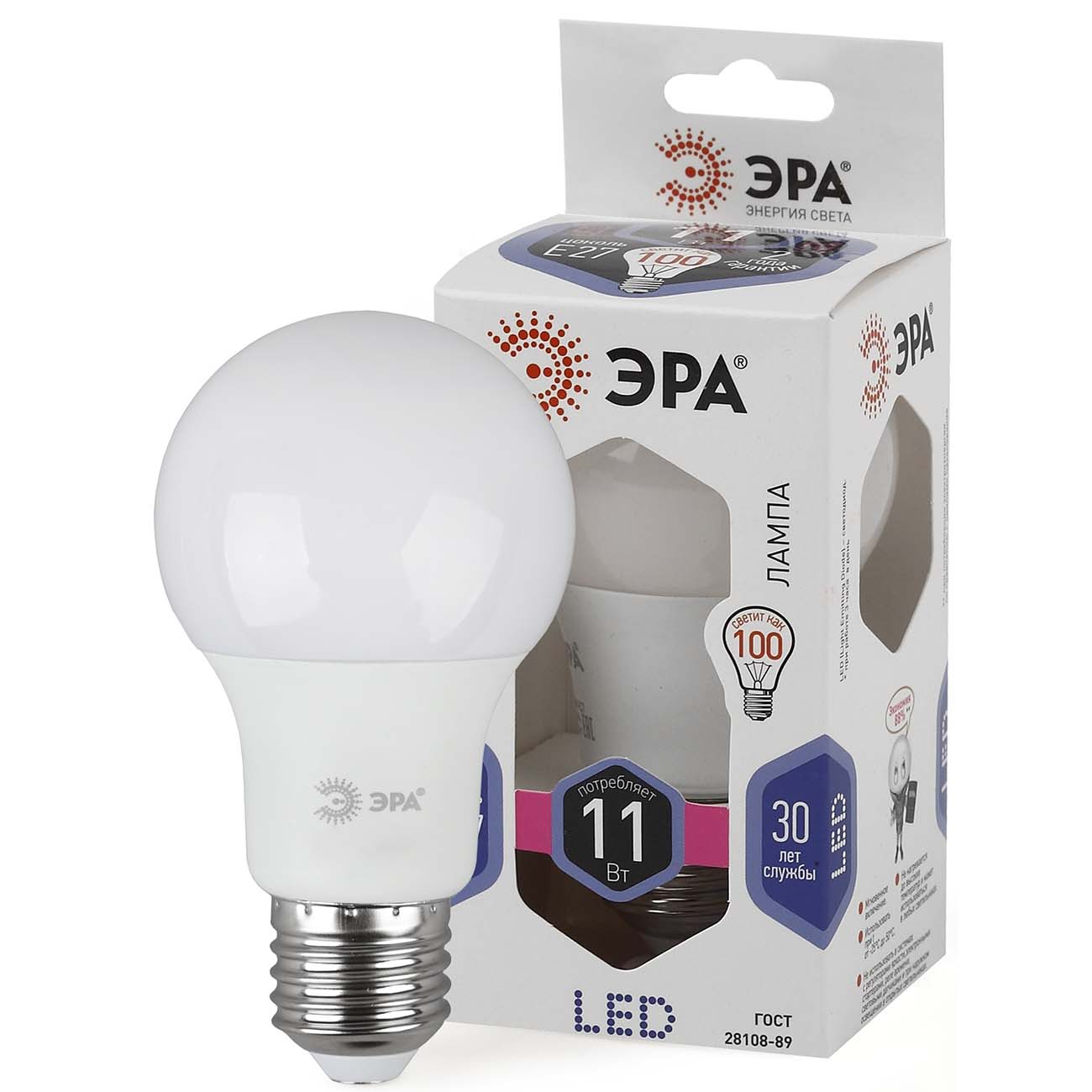 Лампа ЭРА LED A60-11W-860-E27 фото