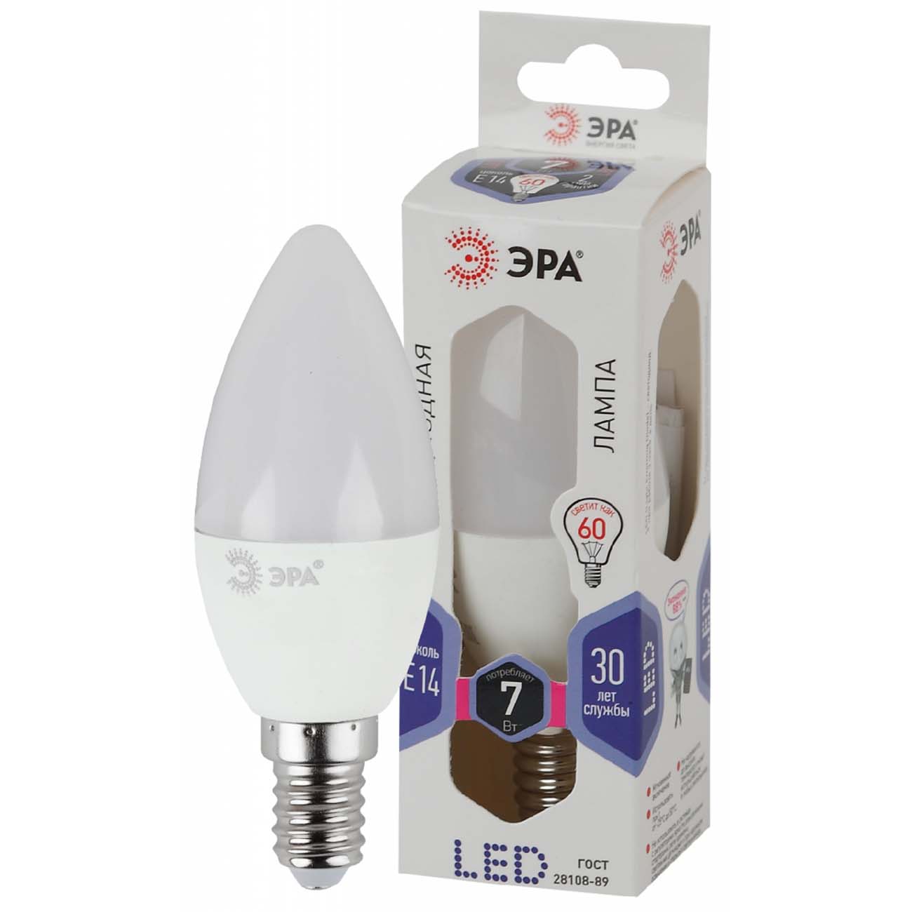 Лампа ЭРА LED B35-7W-860-E14 фото