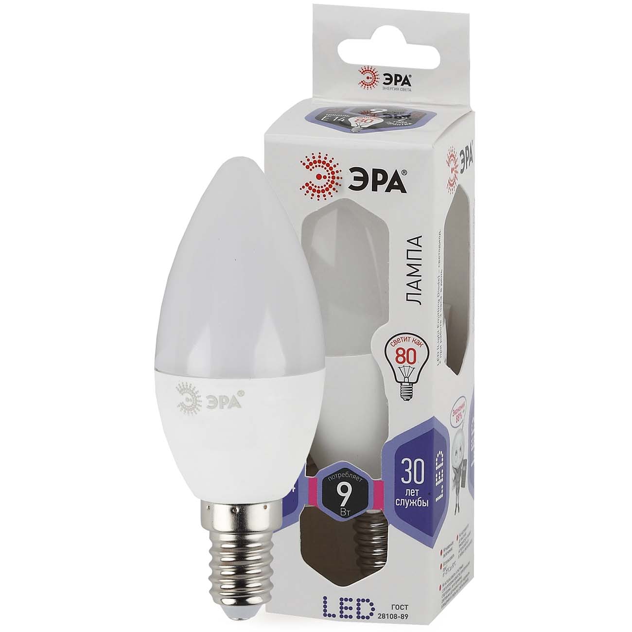 Лампа ЭРА LED B35-9W-860-E14 фото