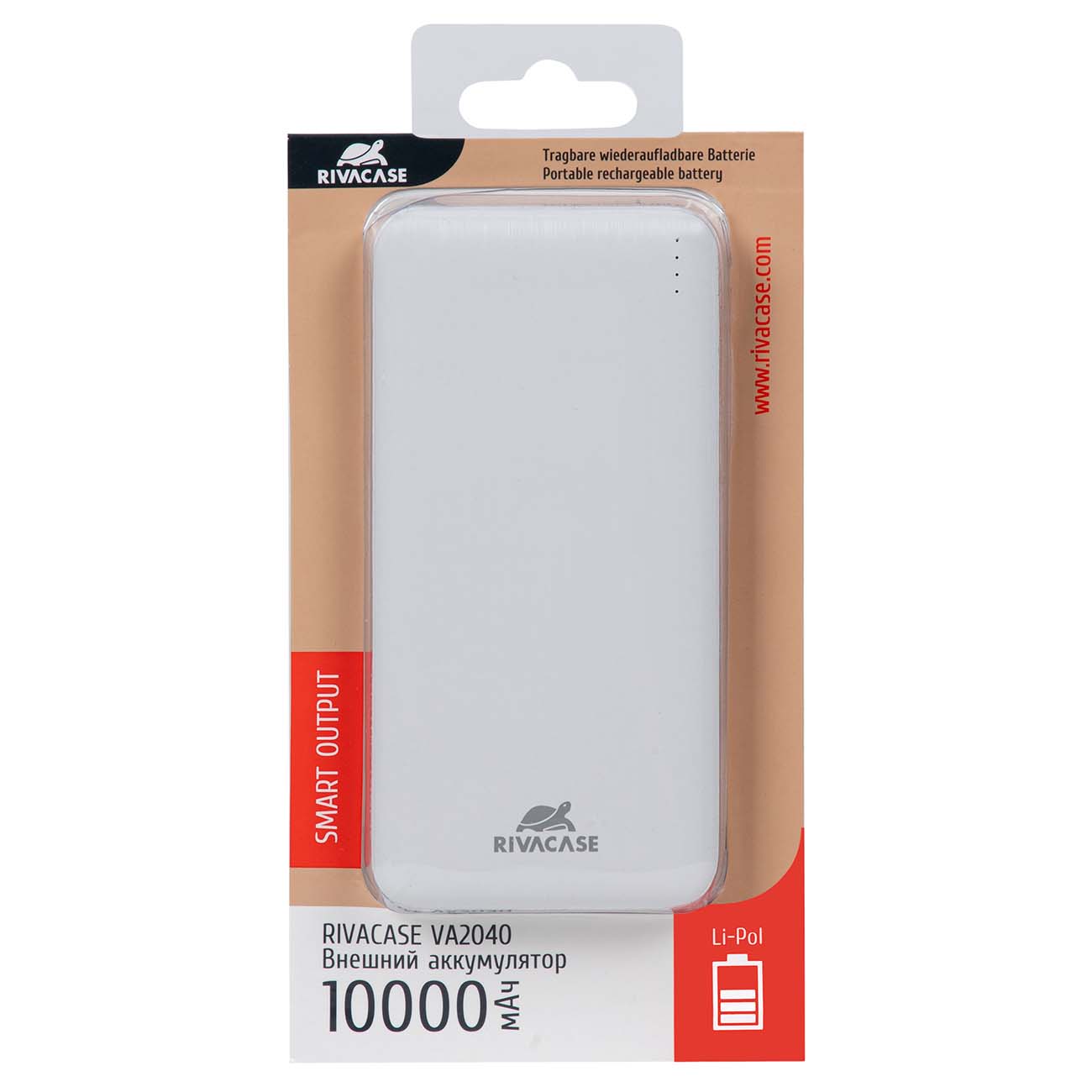Внешний аккумулятор RIVACASE VA2040 белый (10000mAh)