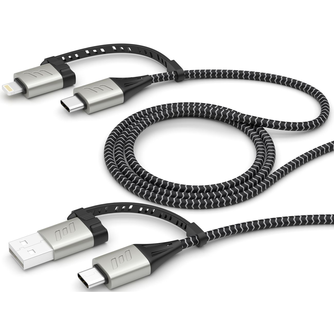 Кабель Deppa Lightning, USB-C-USB-C, USB-A 1.2м черный (72311) фото