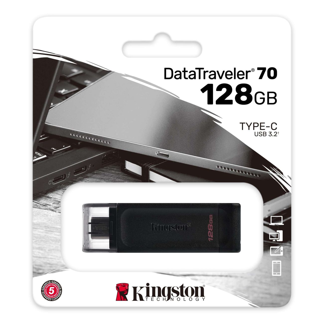 Флэш диск Kingston DataTraveler 70 128GB Type-C USB3.2 Black