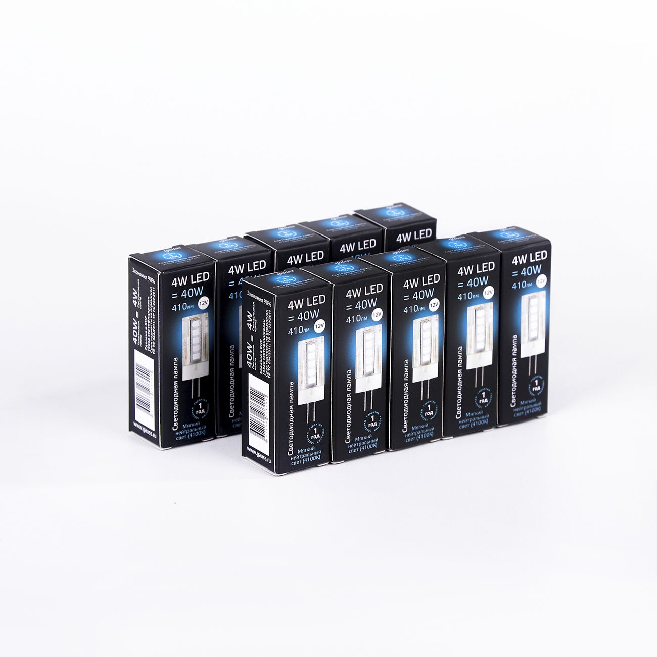 Лампа LED Gauss G4 12V 4W 410lm 4100K керамика (10шт.)