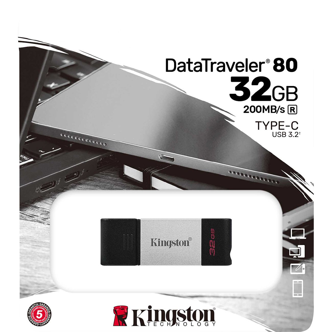 Флэш диск Kingston DataTraveler 80 200R 32GB Type-C (DT80/32GB)
