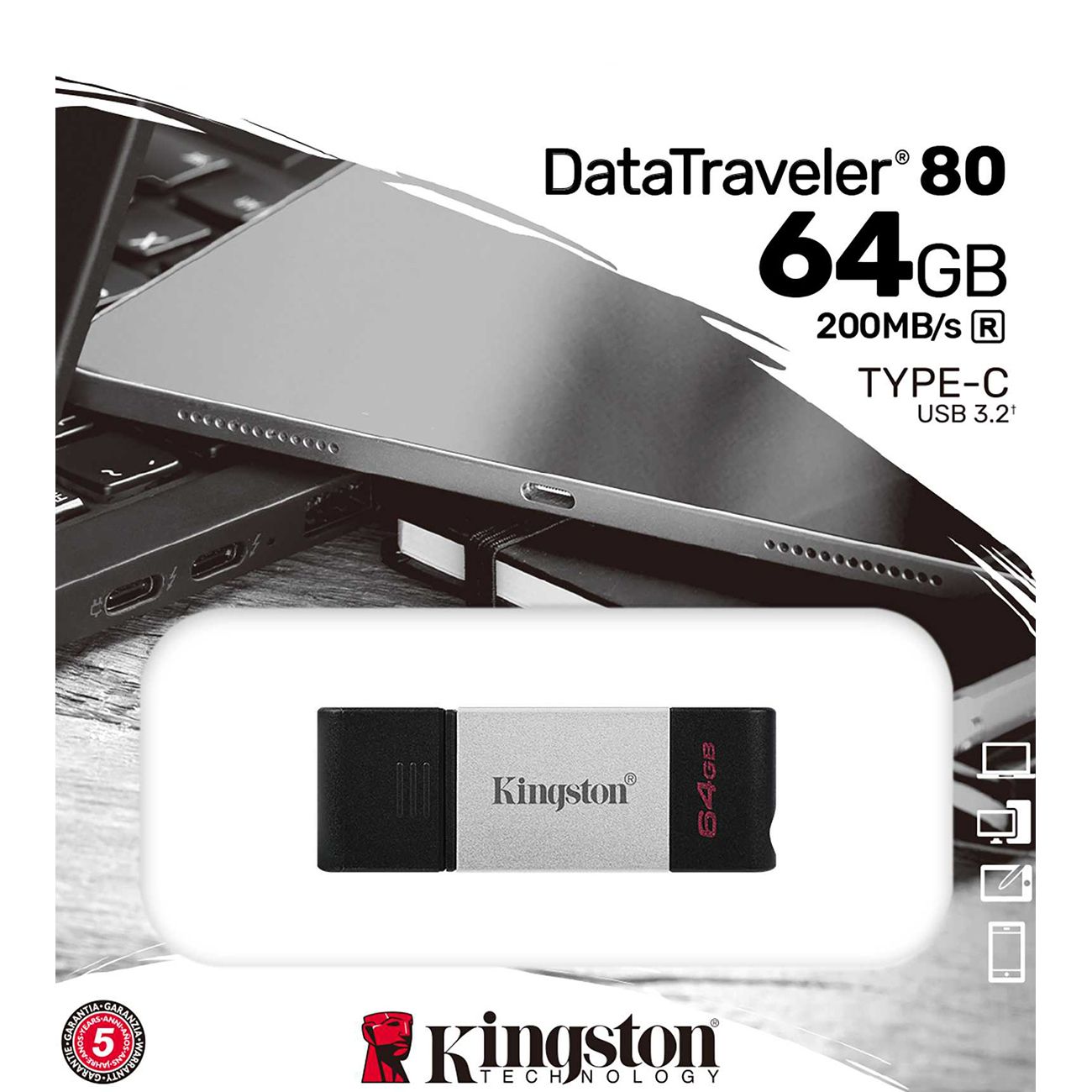 Флеш-диск Kingston DataTraveler 80 200R 64GB Type-C (DT80/64GB)