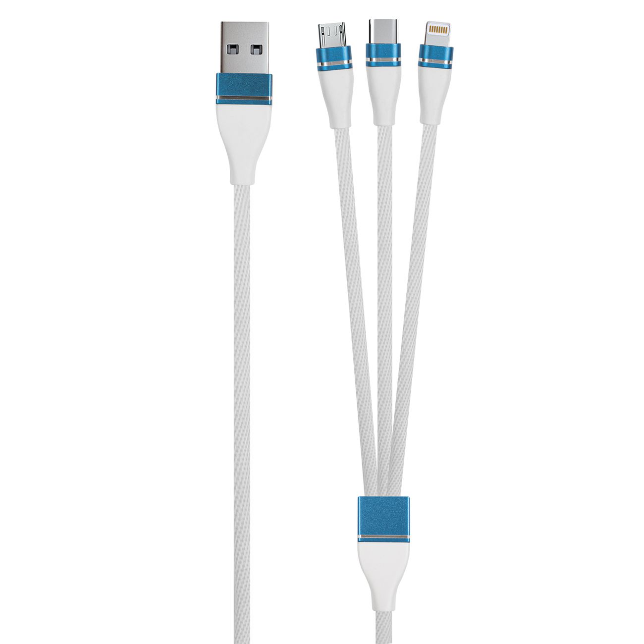 Кабель Red Line 3в1 USB-microUSB+Lightning+Type-C 2A белый