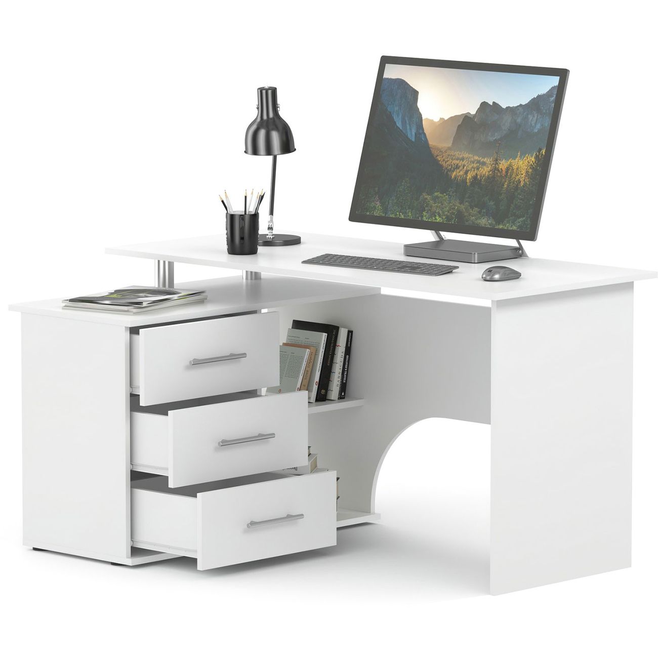 Стол компьютерный Сокол Меб.фабрика КСТ-09 левый белый