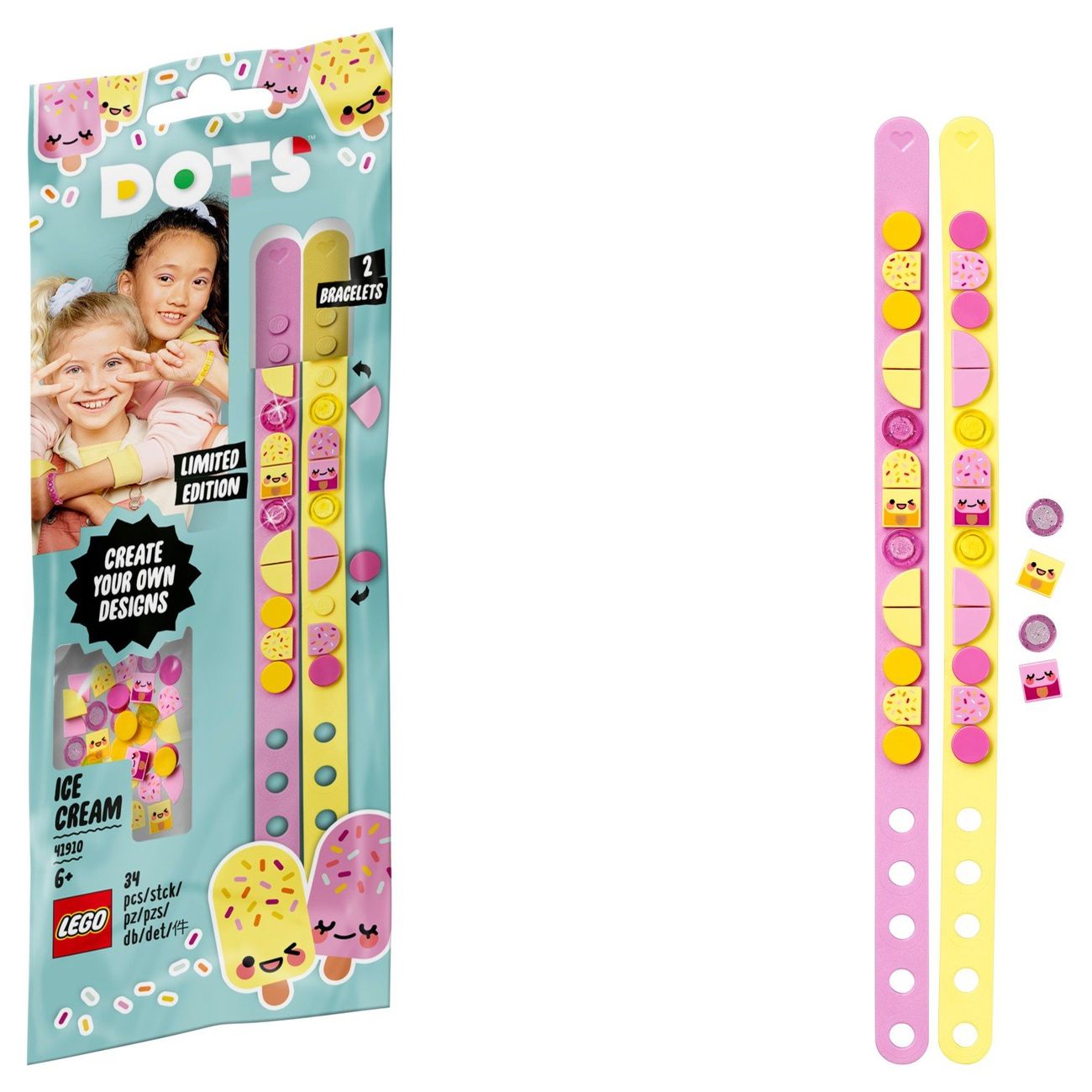 Конструктор детский Lego DOTs Браслет для подружек Мороженое(41910)