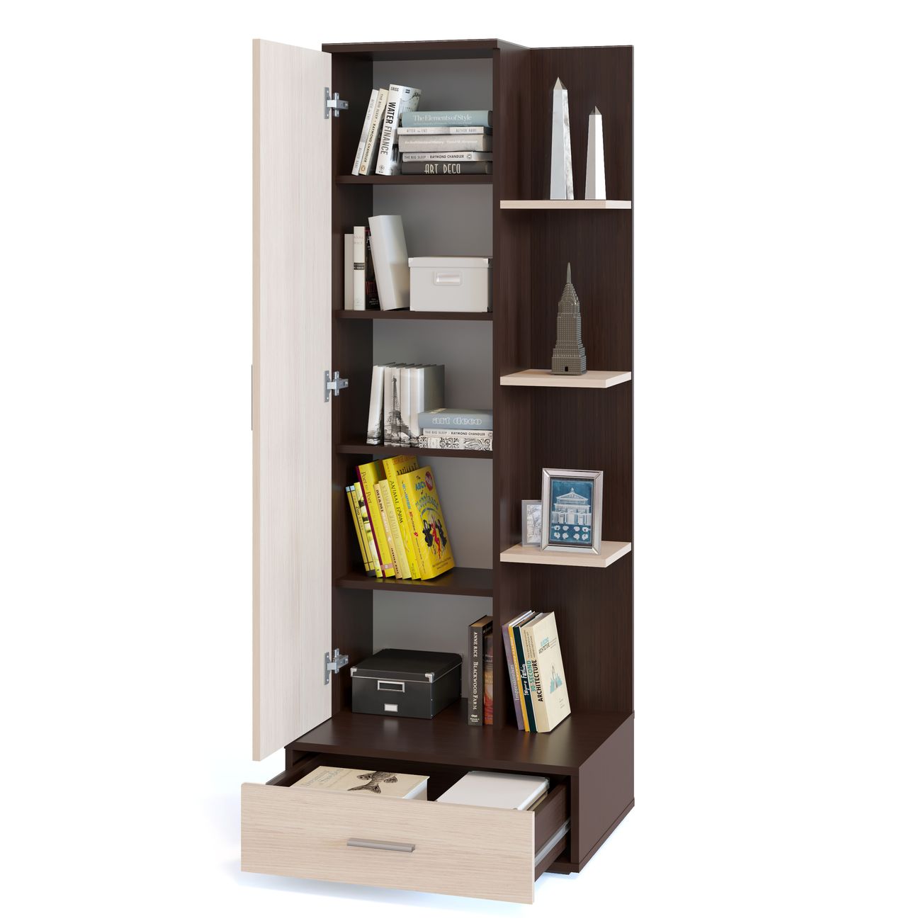 Стеллаж Сокол Меб.фабрика СТ-9 Венге/беленый дуб