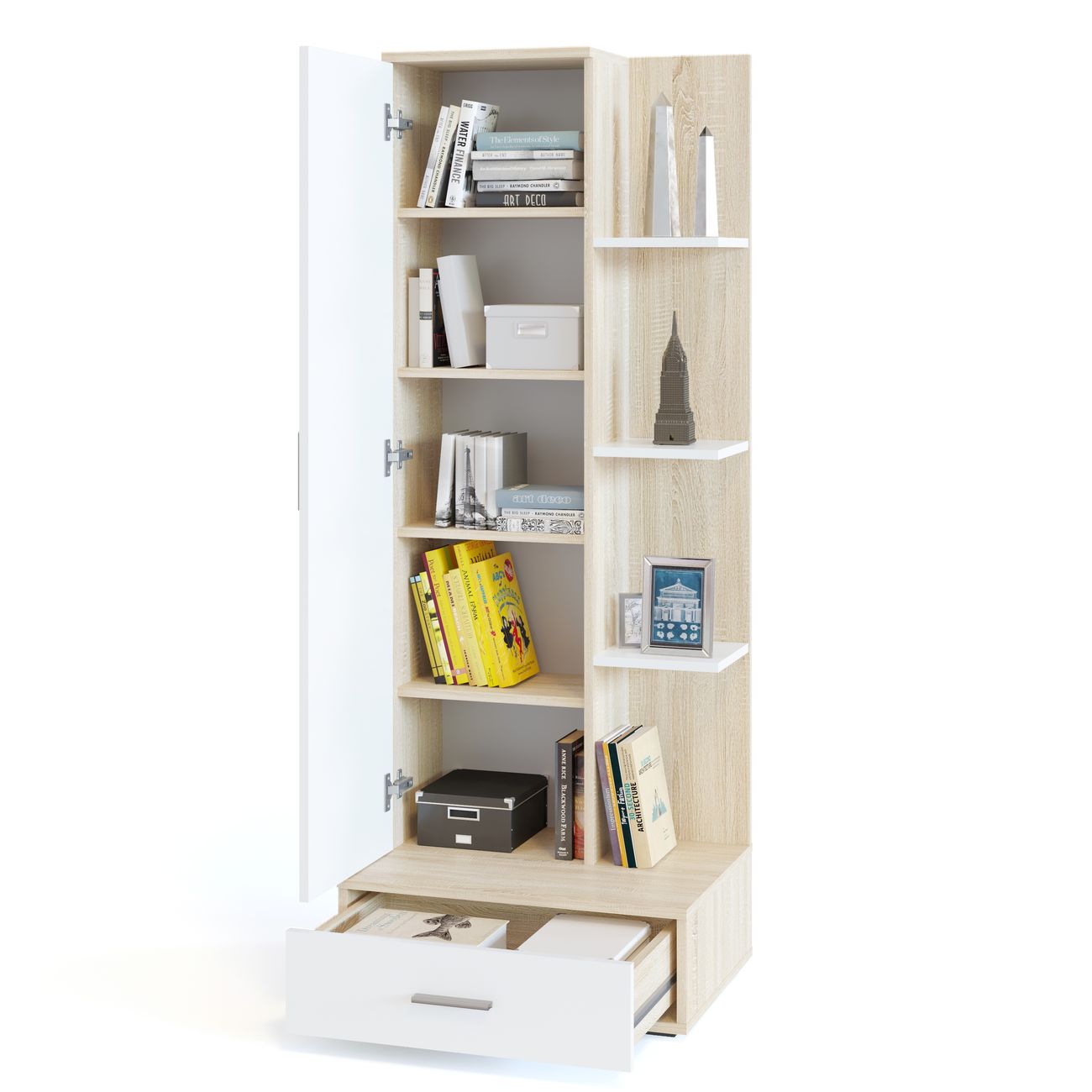 Стеллаж Сокол Меб.фабрика СТ-9 Дуб сонома/белый