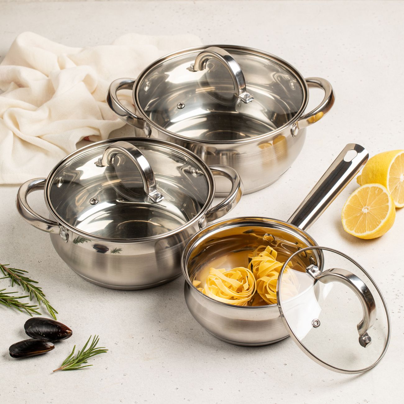 Набор кастрюль Inhouse ZOE 6 предм. (IHZOE56)