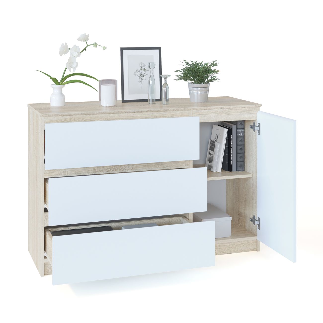 Комод Сокол Меб.фабрика Т-3р дуб сонома/белый