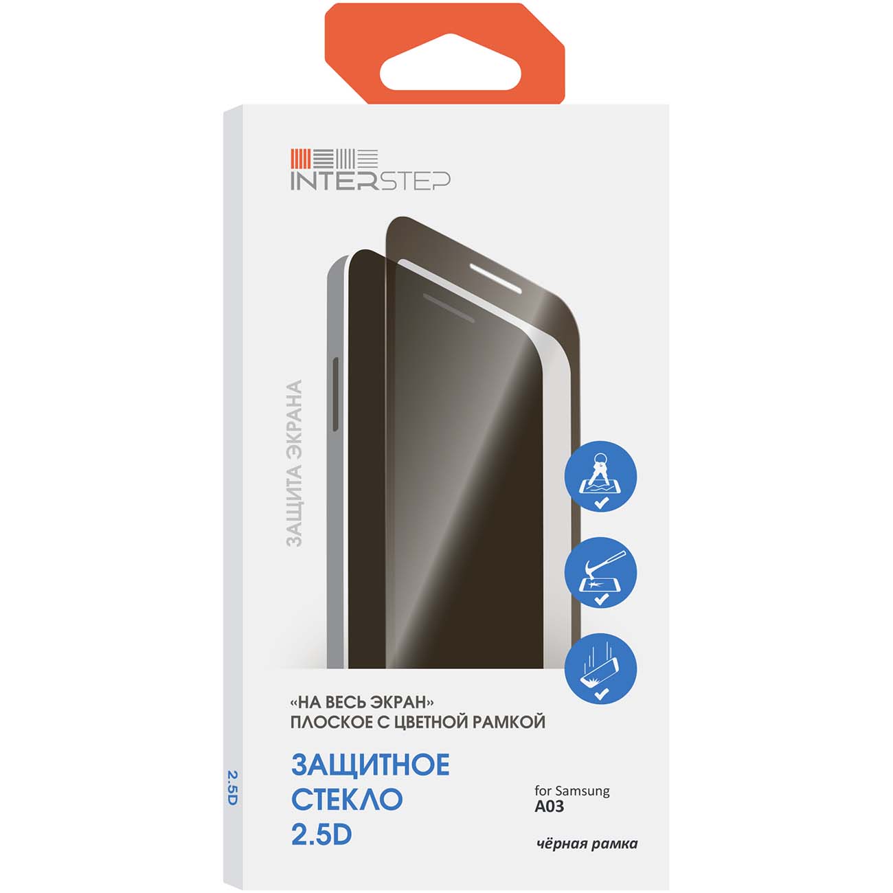 Защитное стекло InterStep для Samsung Galaxy A03 черная рамка фото