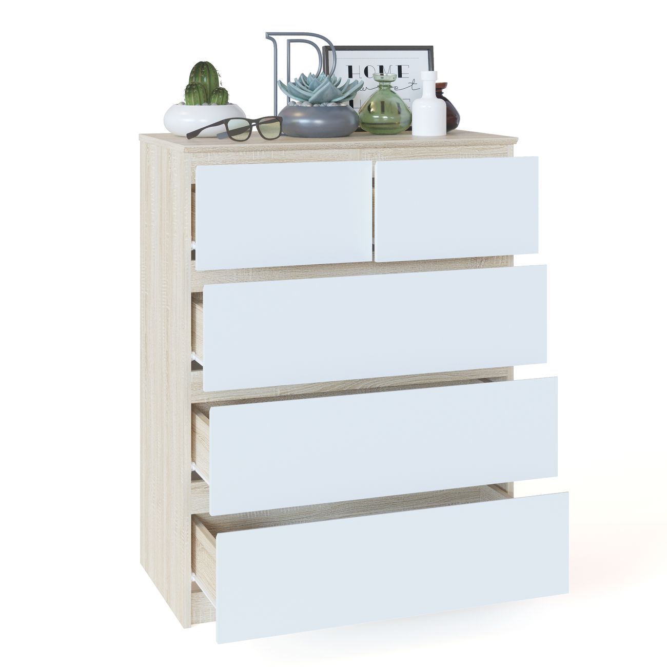 Комод Сокол Меб.фабрика Т-5р дуб сонома/белый