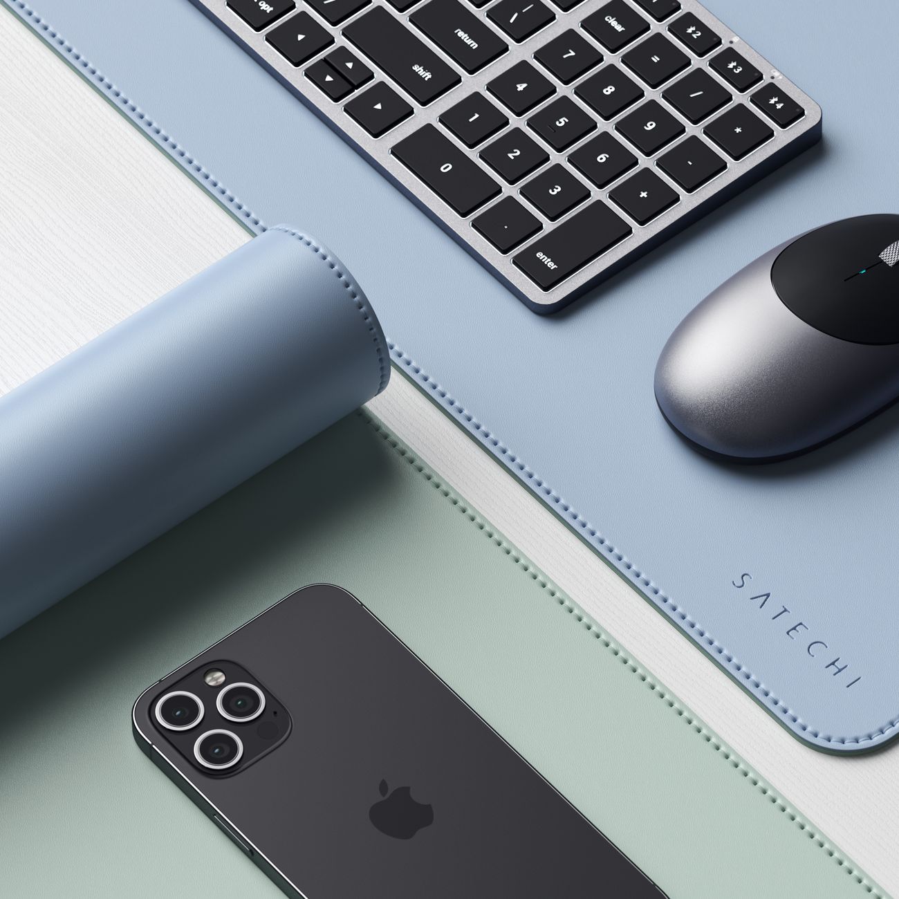 Коврик для мыши Satechi Dual Side ECO-Leather Deskmate Blue/зеленый