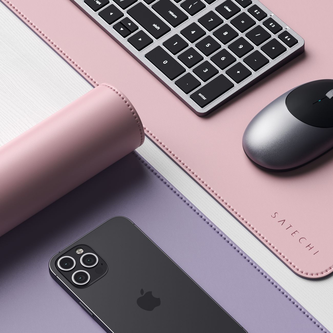 Коврик для мыши Satechi Dual Side ECO-Leather Deskmate Pink/фиолетовый