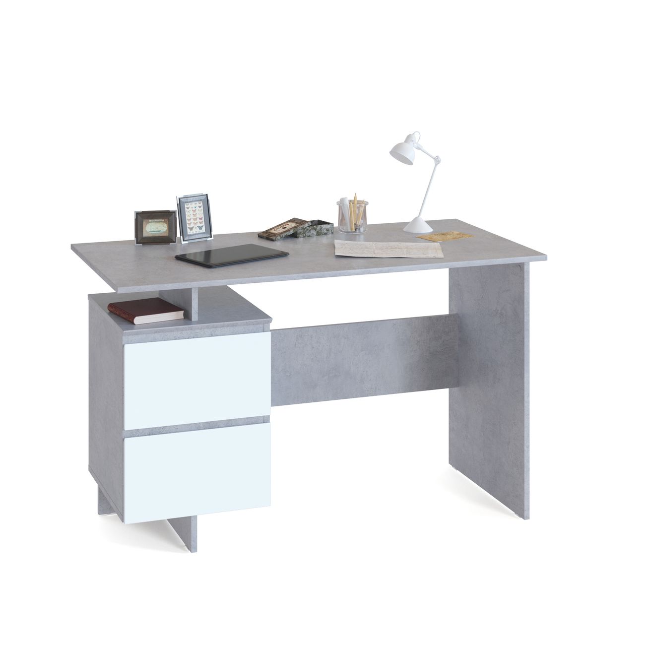 Стол компьютерный Сокол Меб.фабрика СПм-19 Бетон/белый