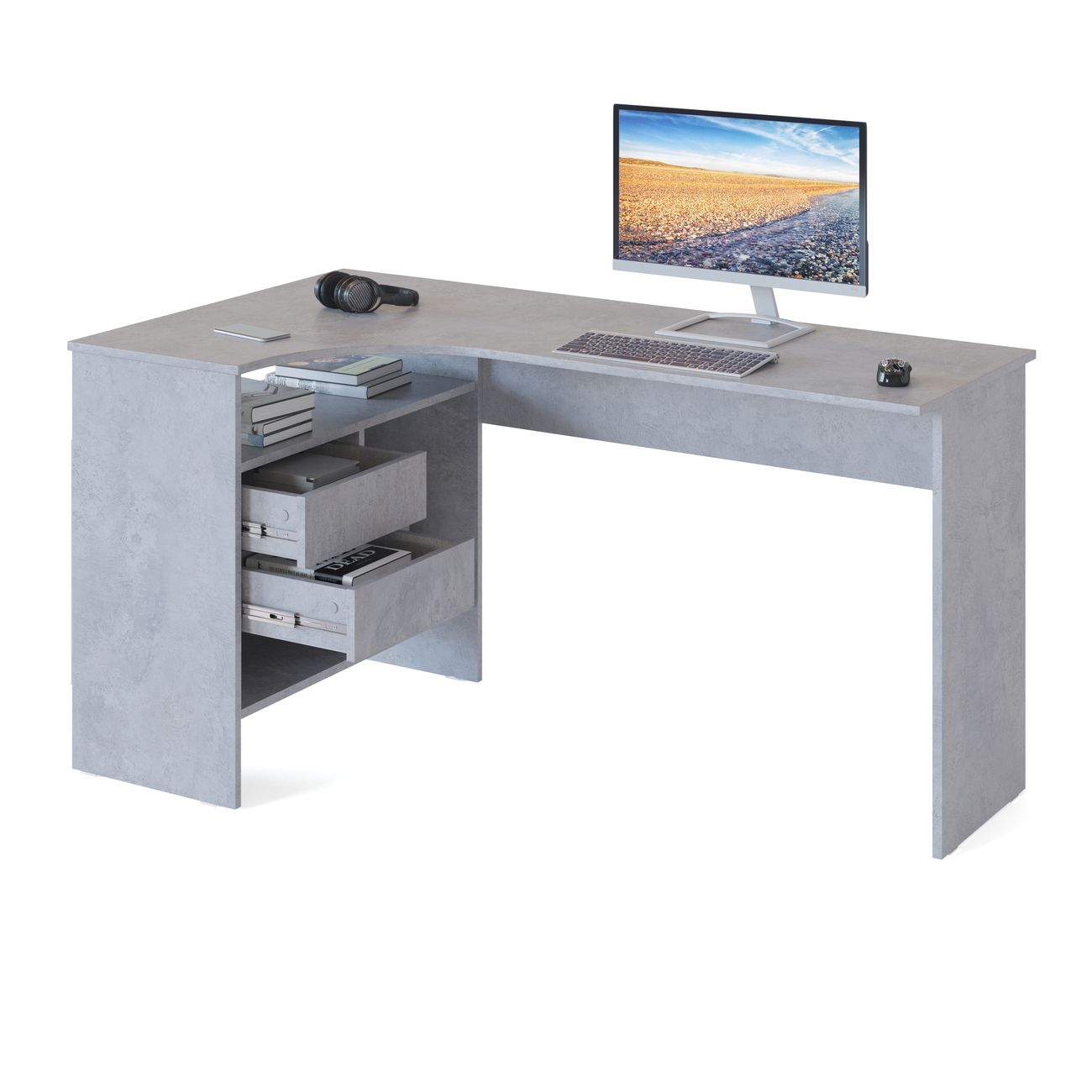 Стол компьютерный Сокол Меб.фабрика СПм-25 Левый Бетон