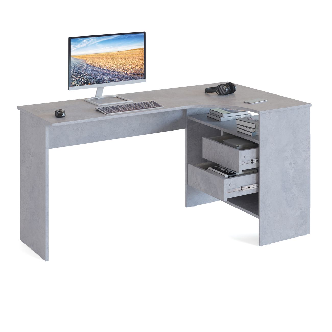 Стол компьютерный Сокол Меб.фабрика СПм-25 Правый Бетон