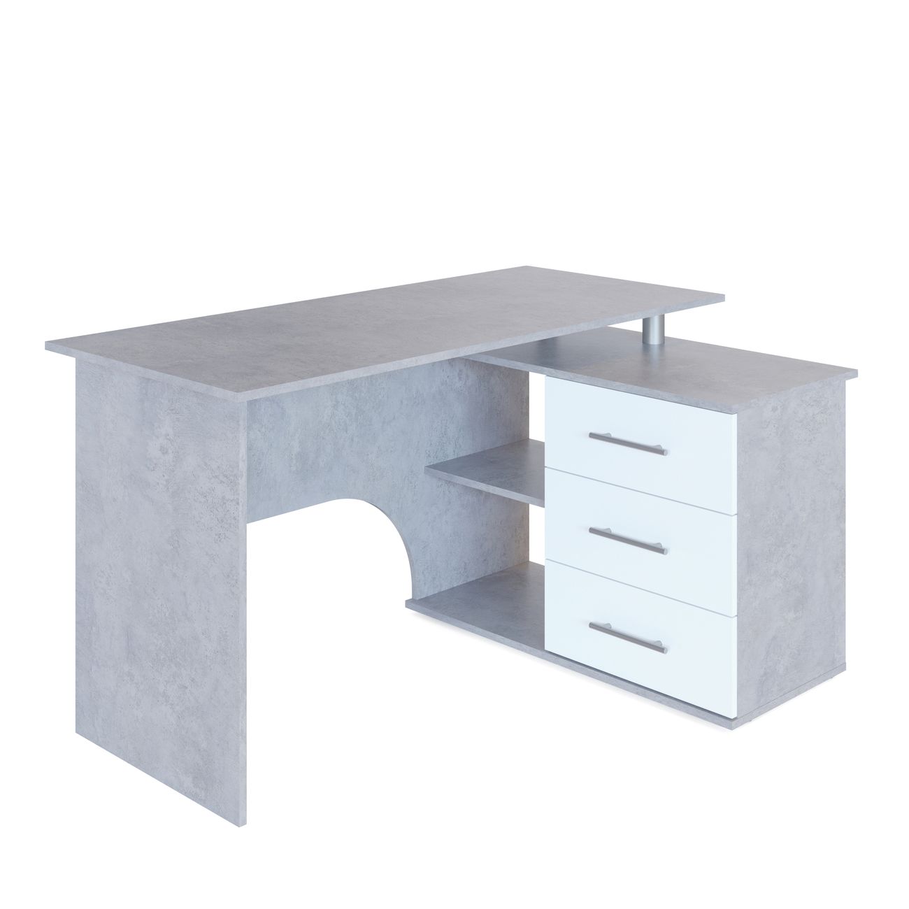 Стол компьютерный Сокол Меб.фабрика КСТ-09 Правый Бетон/белый