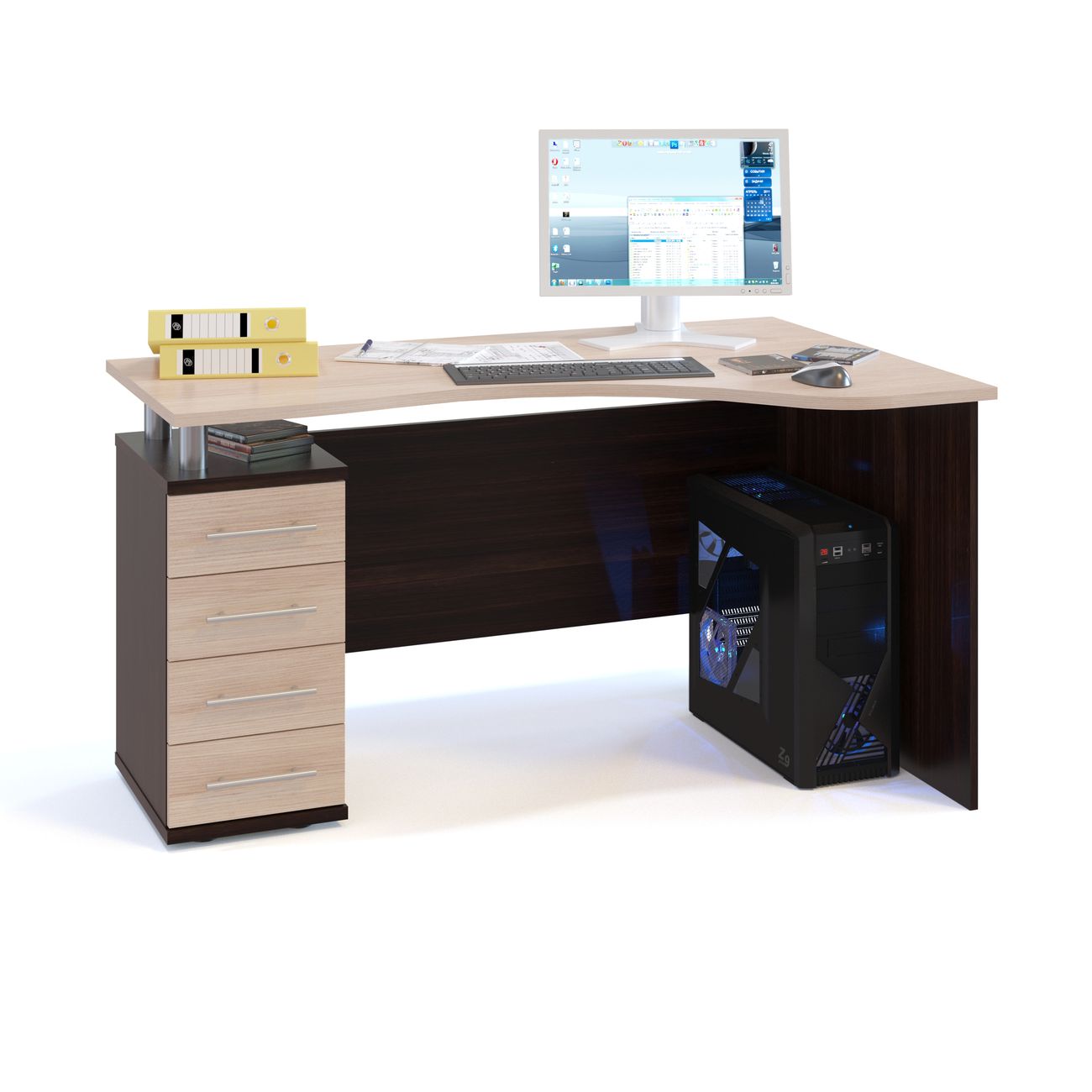 Стол компьютерный Сокол Меб.фабрика КСТ-104 Левый Венге/беленый дуб