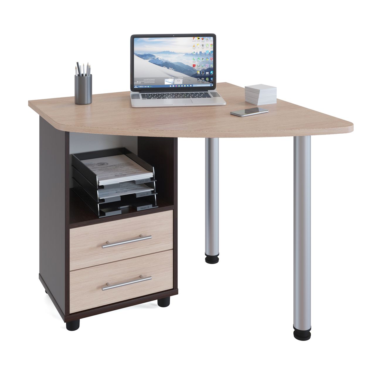 Стол компьютерный Сокол Меб.фабрика КСТ-120 Левый Венге/беленый дуб