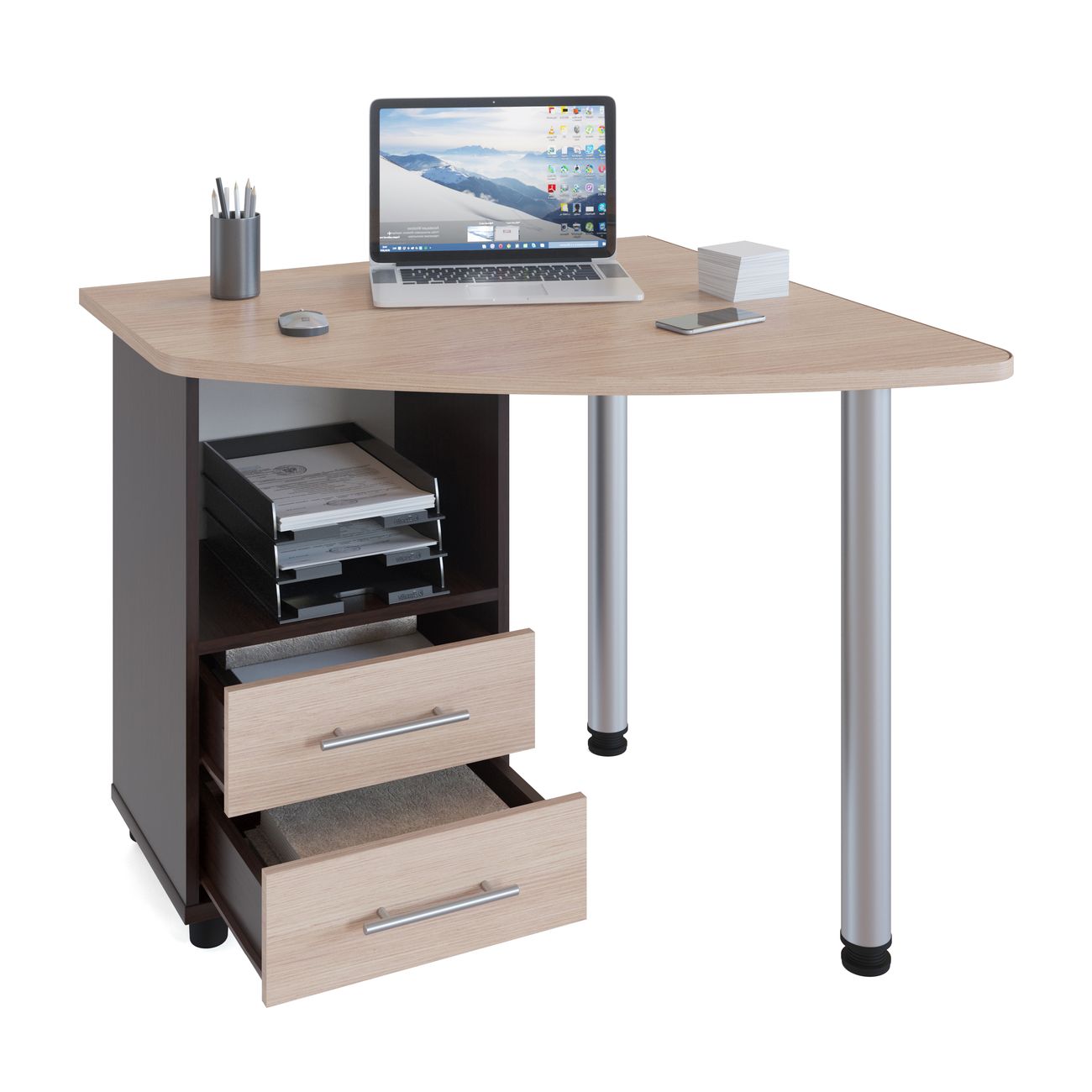 Стол компьютерный Сокол Меб.фабрика КСТ-120 Левый Венге/беленый дуб